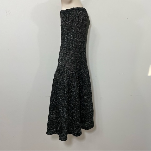 Free people knit tube top dress black metallic silver fit and flare mini size M - Picture 8 of 9